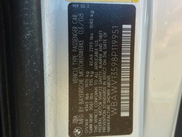 WBAWV13598P119951 - 2008 BMW 328 I SULE SILVER photo 10