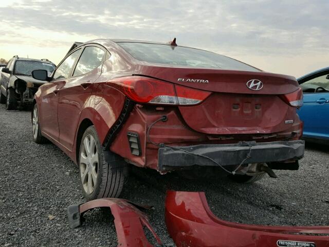 KMHDH4AEXCU319264 - 2012 HYUNDAI ELANTRA GL RED photo 3