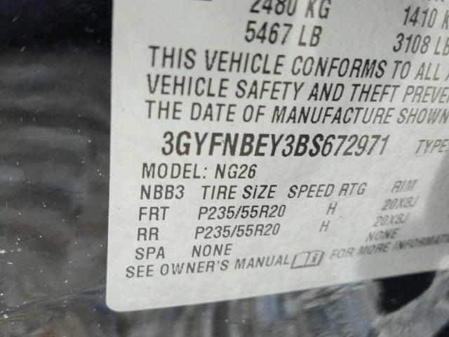 3GYFNBEY3BS672971 - 2011 CADILLAC SRX PERFOR 黑色 照片 10