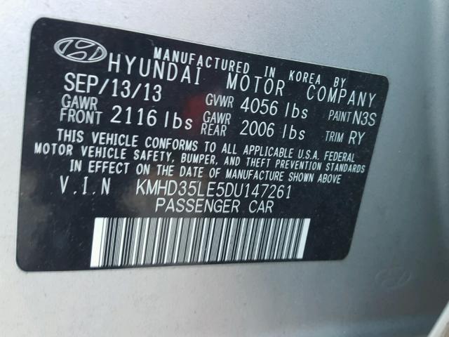 KMHD35LE5DU147261 - 2013 HYUNDAI ELANTRA GT SILVER photo 10