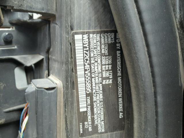 WBY1Z2C54FV555895 - 2015 BMW I3 BEV SILVER photo 10