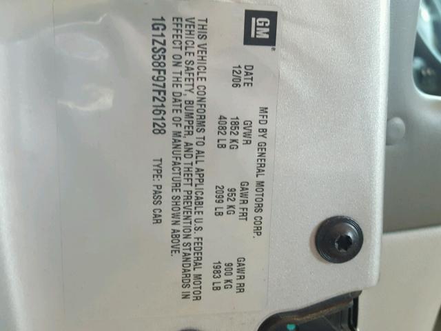 1G1ZS58F97F216128 - 2007 CHEVROLET MALIBU LS ვერცხლისფერი ფოტო 10