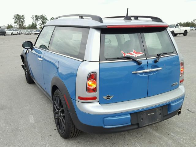 WMWZF3C59DT491412 - 2013 MINI COOPER CLU BLUE photo 3