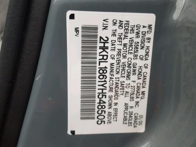 2HKRL1861YH548505 - 2000 HONDA ODYSSEY EX TEAL photo 10