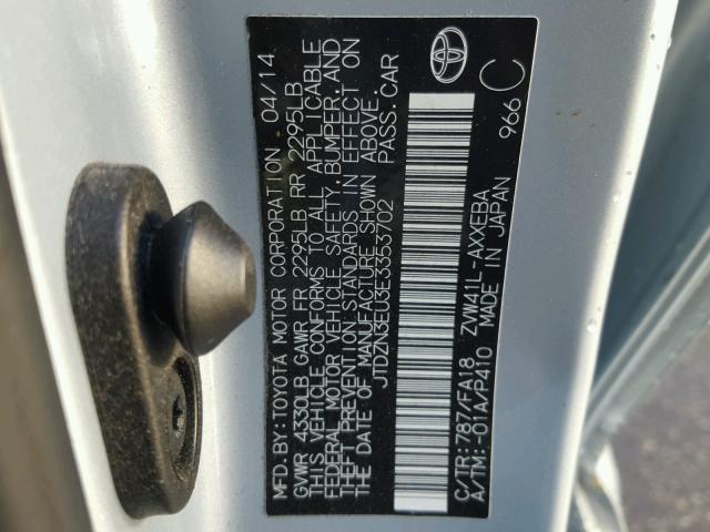 JTDZN3EU3E3353702 - 2014 TOYOTA PRIUS V SILVER photo 10