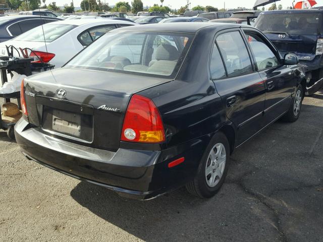 KMHCG45C64U564491 - 2004 HYUNDAI ACCENT GL BLACK photo 4