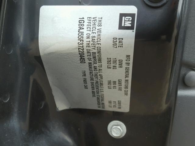 1G8AJ55F37Z204450 - 2007 SATURN ION LEVEL BLACK photo 10