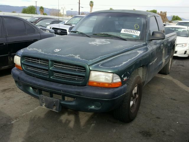 1B7GL22N4YS515576 - 2000 DODGE DAKOTA GREEN photo 2