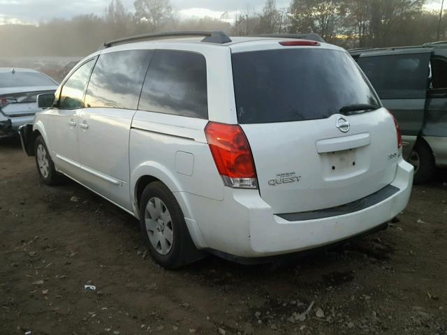 5N1BV28U54N362102 - 2004 NISSAN QUEST S WHITE photo 3