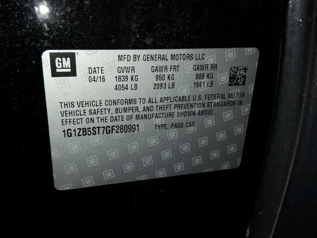 1G1ZB5ST7GF280991 - 2016 CHEVROLET MALIBU LS BLACK photo 10