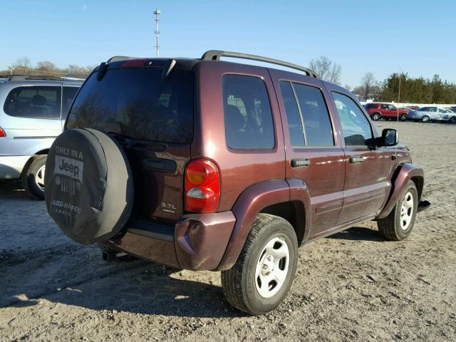 1J4GL58K54W295117 - 2004 JEEP LIBERTY LI MAROON photo 4