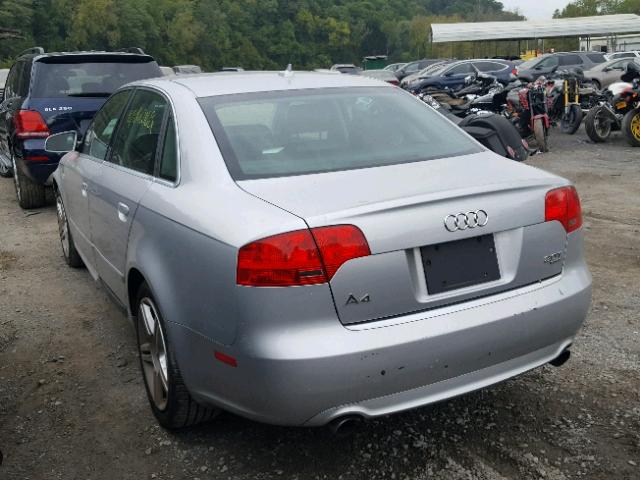 WAUDF78E08A046245 - 2008 AUDI A4 2.0T QU SILVER photo 3