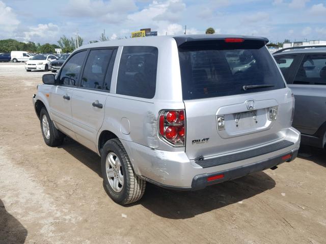 5FNYF28117B044126 - 2007 HONDA PILOT LX SILVER photo 3