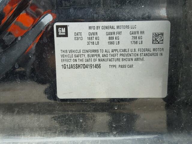 1G1JA5SH7D4191456 - 2013 CHEVROLET SONIC LS შავი ფოტო 10
