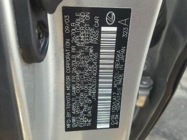 JTHBA30G740004765 - 2004 LEXUS ES 330 TAN photo 10