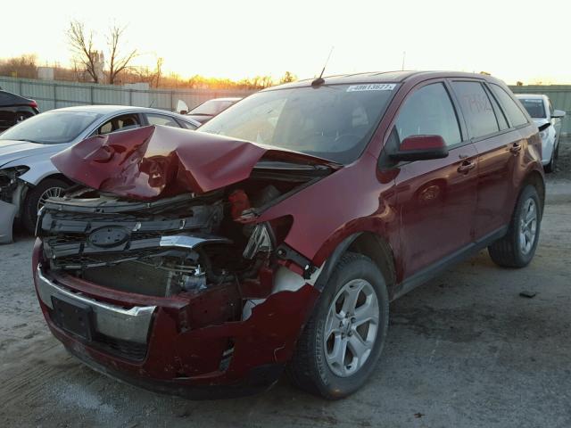 2FMDK4JC6DBE33673 - 2013 FORD EDGE SEL RED photo 2