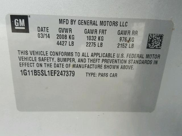 1G11B5SL1EF247379 - 2014 CHEVROLET MALIBU LS Gümüş foto 10