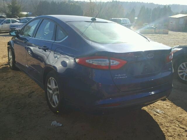 3FA6P0H73DR367686 - 2013 FORD FUSION SE BLUE photo 3