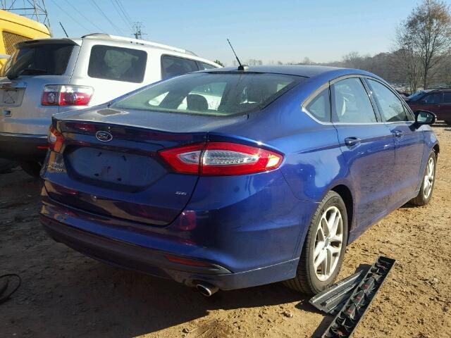 3FA6P0H73DR367686 - 2013 FORD FUSION SE BLUE photo 4