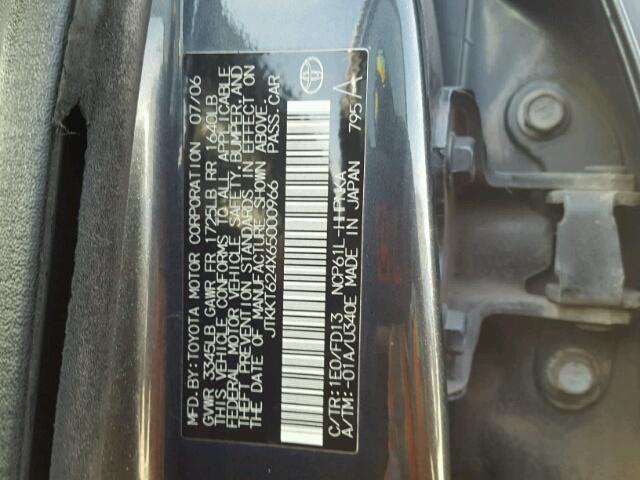 JTKKT624X65000966 - 2006 TOYOTA SCION XA GRAY photo 10