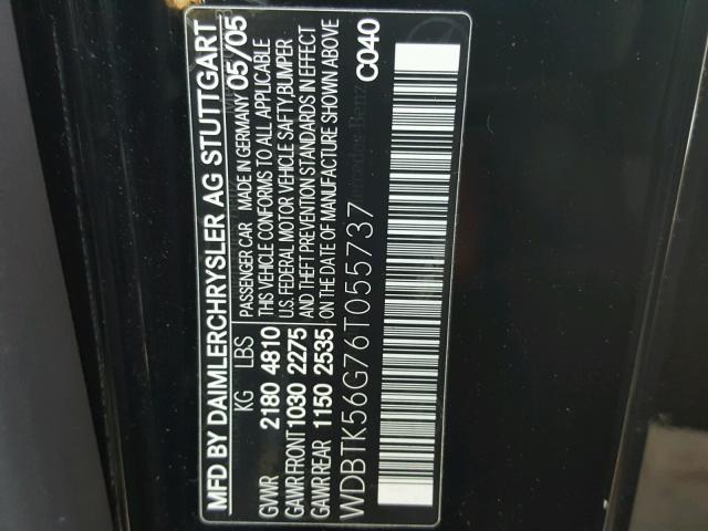 WDBTK56G76T055737 - 2006 MERCEDES-BENZ CLK 350 BLACK photo 10