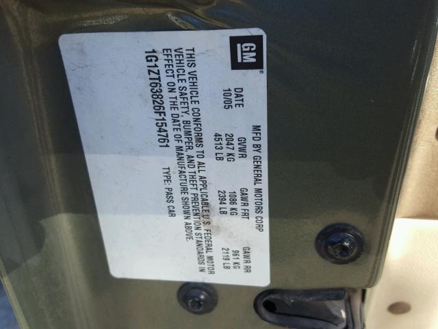 1G1ZT63826F154761 - 2006 CHEVROLET MALIBU MAX მწვანე ფოტო 10