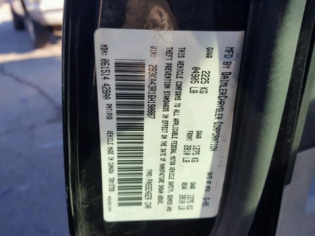 2B3KA43R16H190887 - 2006 DODGE CHARGER SE BLACK photo 10