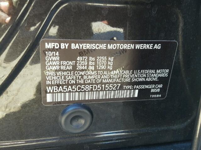 WBA5A5C58FD515527 - 2015 BMW 528 I BROWN photo 10