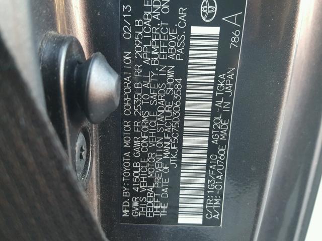 JTKJF5C75D3063584 - 2013 TOYOTA SCION TC 石墨色 照片 10