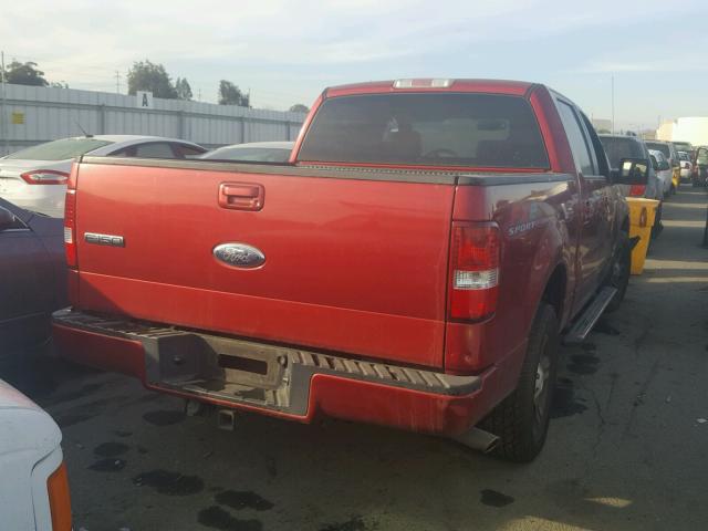 1FTPW12507KB02537 - 2007 FORD F150 SUPER RED photo 4