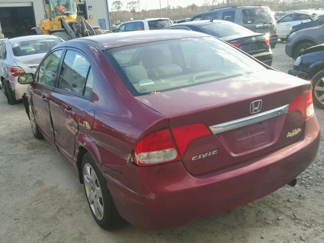 2HGFA16549H364920 - 2009 HONDA CIVIC LX MAROON photo 3