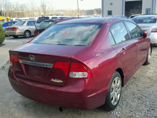 2HGFA16549H364920 - 2009 HONDA CIVIC LX MAROON photo 4