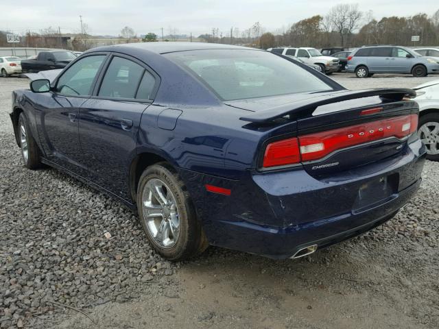 2C3CDXBG7EH199253 - 2014 DODGE CHARGER SE BLUE photo 3