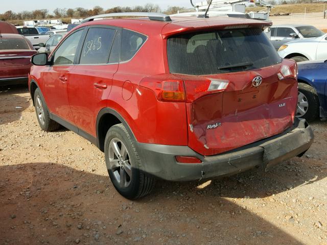 JTMWFREV0FD067393 - 2015 TOYOTA RAV4 XLE RED photo 3