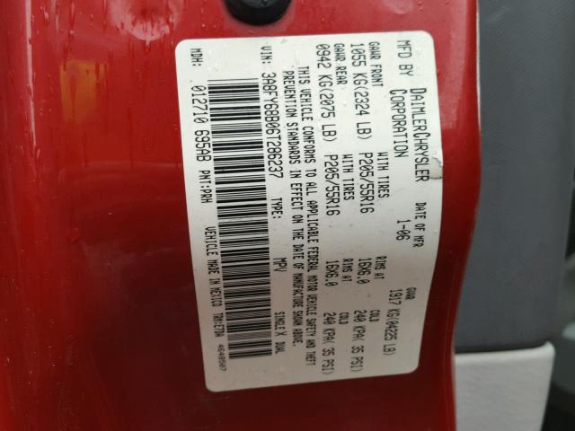 3A8FY68B06T286237 - 2006 CHRYSLER PT CRUISER RED photo 10