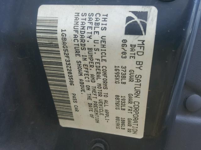 1G8AG52F33Z203506 - 2003 SATURN ION LEVEL Gümüş foto 10