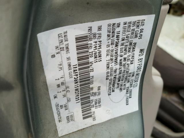 1FAFP36N15W279351 - 2005 FORD FOCUS ZXW GRAY photo 10