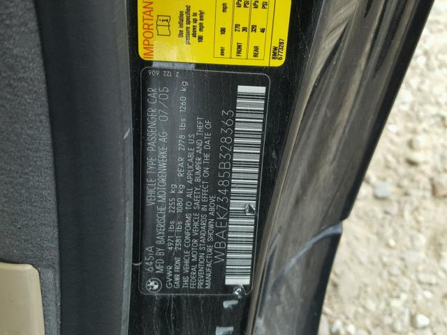 WBAEK73485B328363 - 2005 BMW 645 CI AUT შავი ფოტო 10