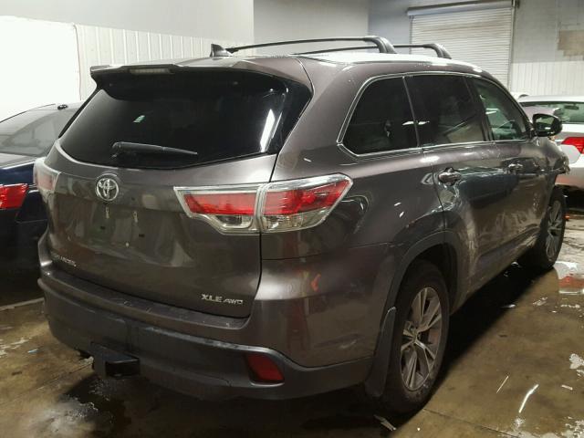 5TDJKRFH7FS129911 - 2015 TOYOTA HIGHLANDER GRAY photo 4