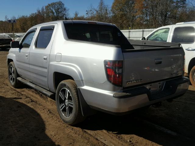 5FPYK1F75CB456130 - 2012 HONDA RIDGELINE SILVER photo 3