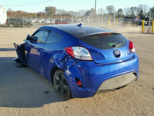 KMHTC6AD3CU071355 - 2012 HYUNDAI VELOSTER B BLUE photo 3