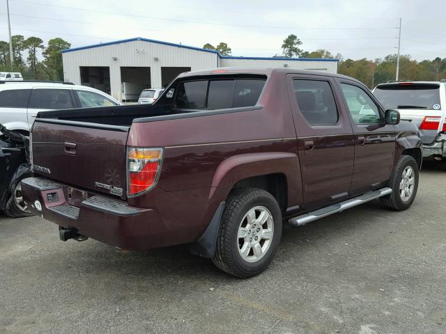 2HJYK16477H515138 - 2007 HONDA RIDGELINE MAROON photo 4