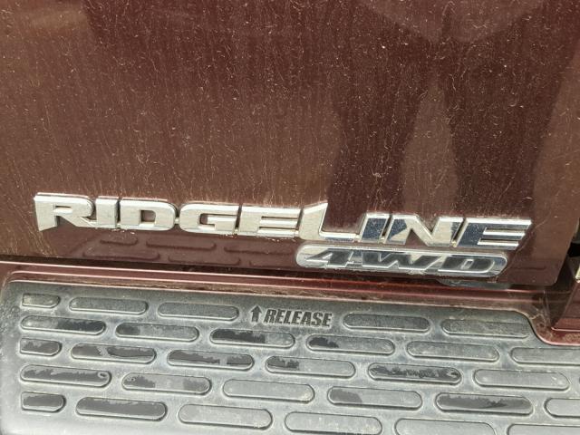 2HJYK16477H515138 - 2007 HONDA RIDGELINE MAROON photo 9