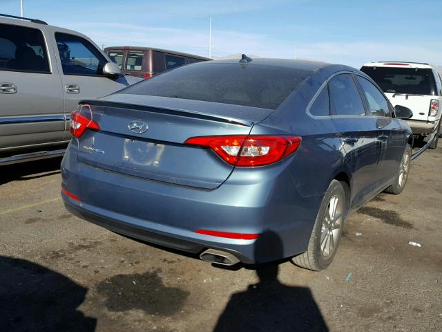 5NPE24AF1FH059581 - 2015 HYUNDAI SONATA SE BLUE photo 4