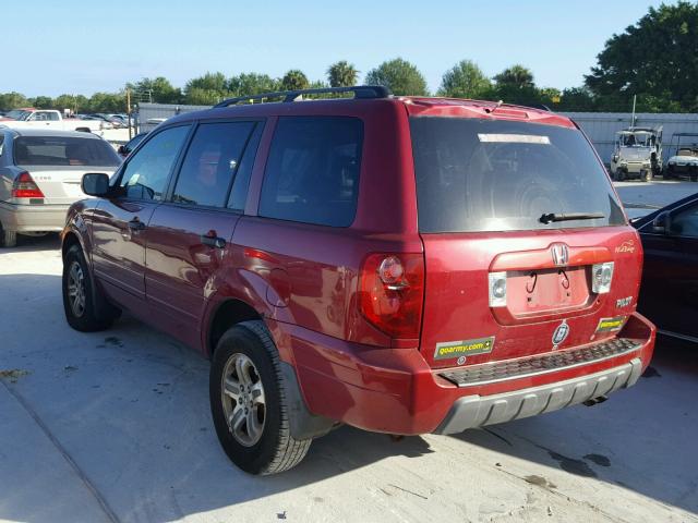 2HKYF18503H618580 - 2003 HONDA PILOT EXL MAROON photo 3