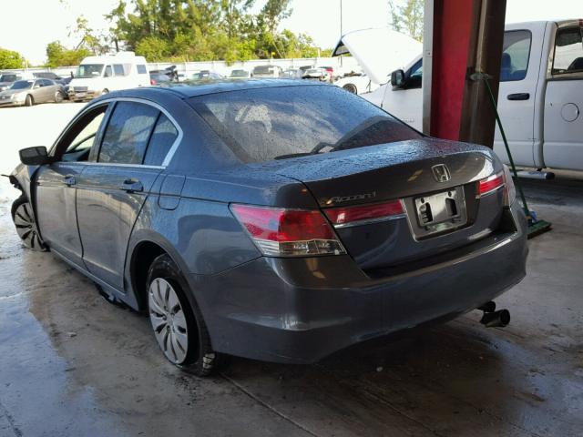 1HGCP2F36CA162074 - 2012 HONDA ACCORD LX GRAY photo 3