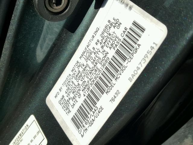 4T1BF30K82U513689 - 2002 TOYOTA CAMRY LE GRAY photo 10