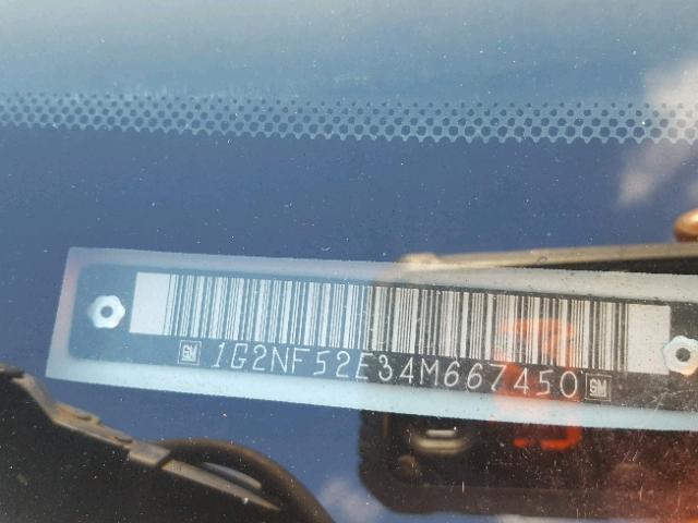 1G2NF52E34M667450 - 2004 PONTIAC GRAND AM S Ağ foto 10