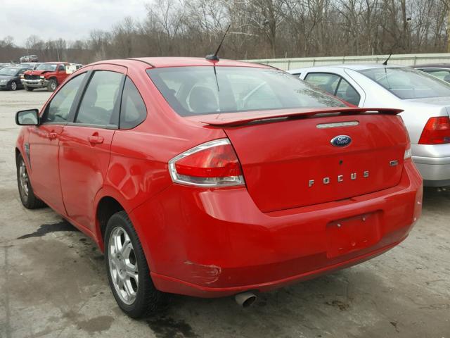 1FAHP35N98W276213 - 2008 FORD FOCUS SE RED photo 3