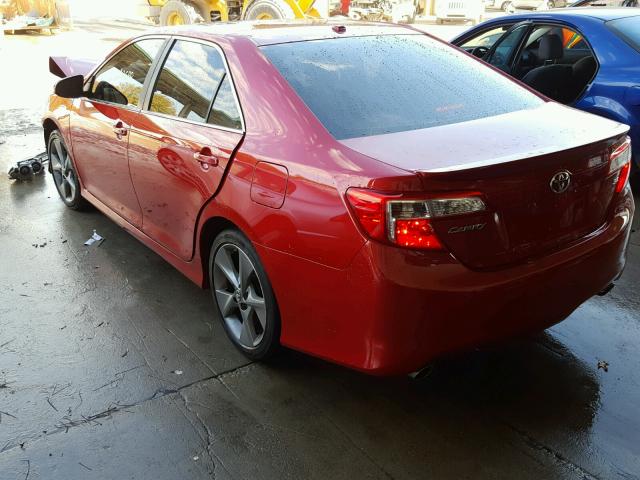 4T1BK1FK3CU521210 - 2012 TOYOTA CAMRY SE BURGUNDY photo 3